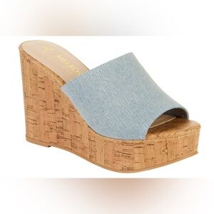 Women’s Blue denim Wedge Sandals.size 8